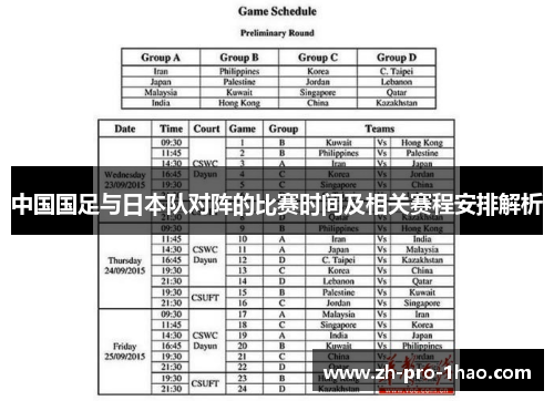 中国国足与日本队对阵的比赛时间及相关赛程安排解析 中国国足与日本队对阵的比赛时间及相关赛程安排解析