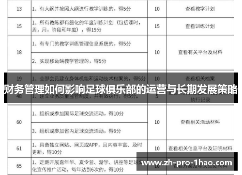 财务管理如何影响足球俱乐部的运营与长期发展策略 财务管理如何影响足球俱乐部的运营与长期发展策略